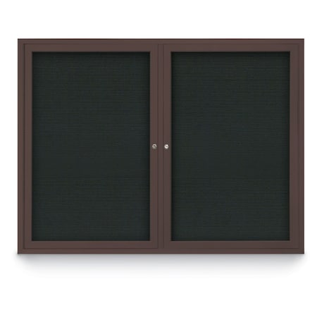 United Visual Products 48"x36" 2-Door Enclosed Outdoor Letterboard, Black Felt/Bronze UV1161D-BRONZE-BLACK